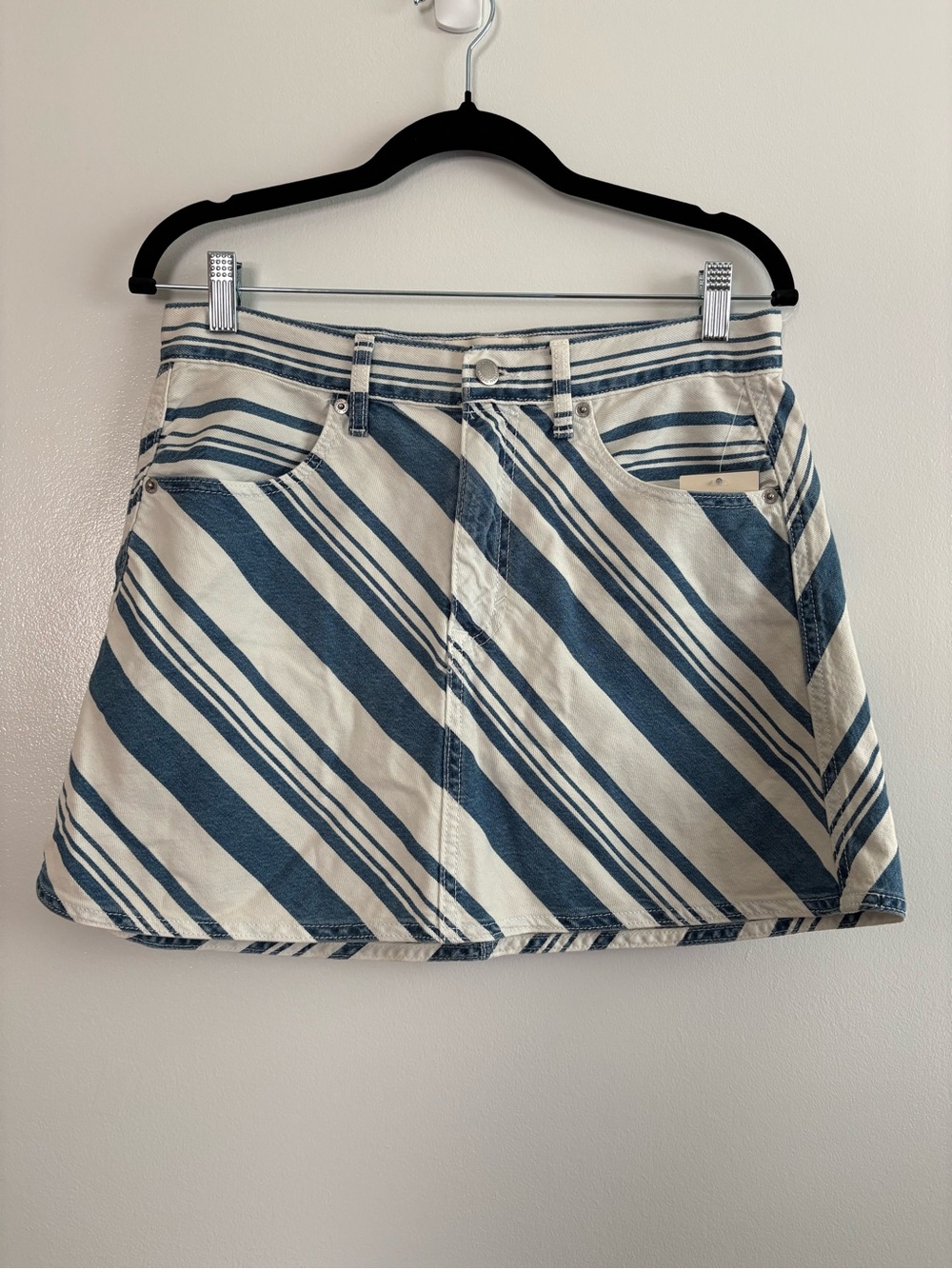NWT Universal Thread Striped Denim Mini Skirt Coastal Nautical Size 8